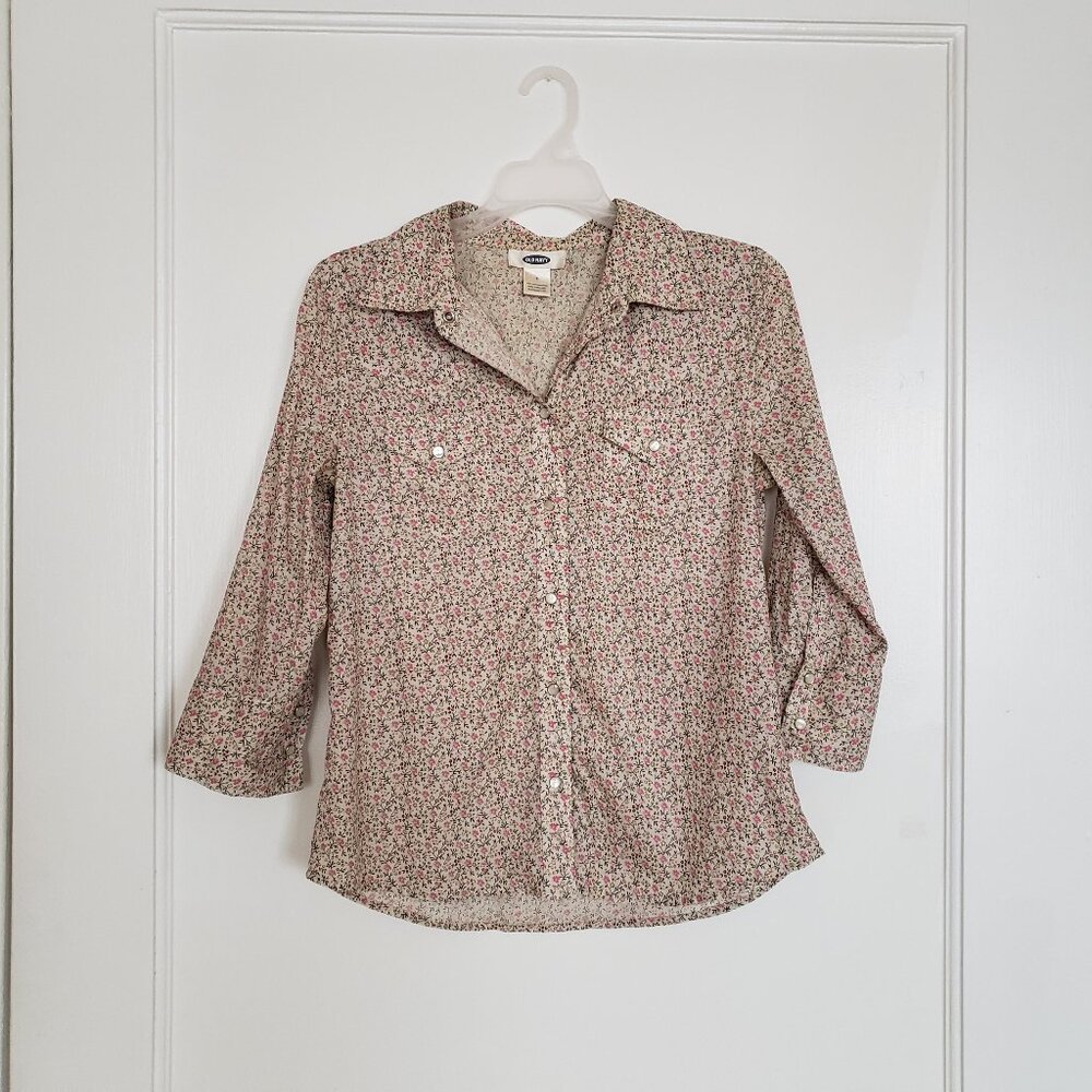 Old Navy Y2K Western Floral Pearl Snap Shirt Size S